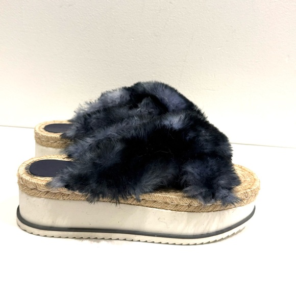 Zara  Faux Fur Platform Espadrilles Slides 39 - Picture 10 of 11